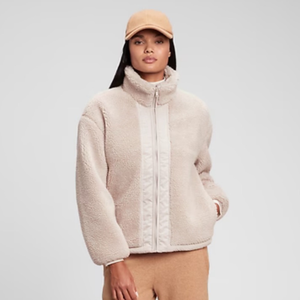 Gap Relaxed Sherpa Jacket - Taupe Beige